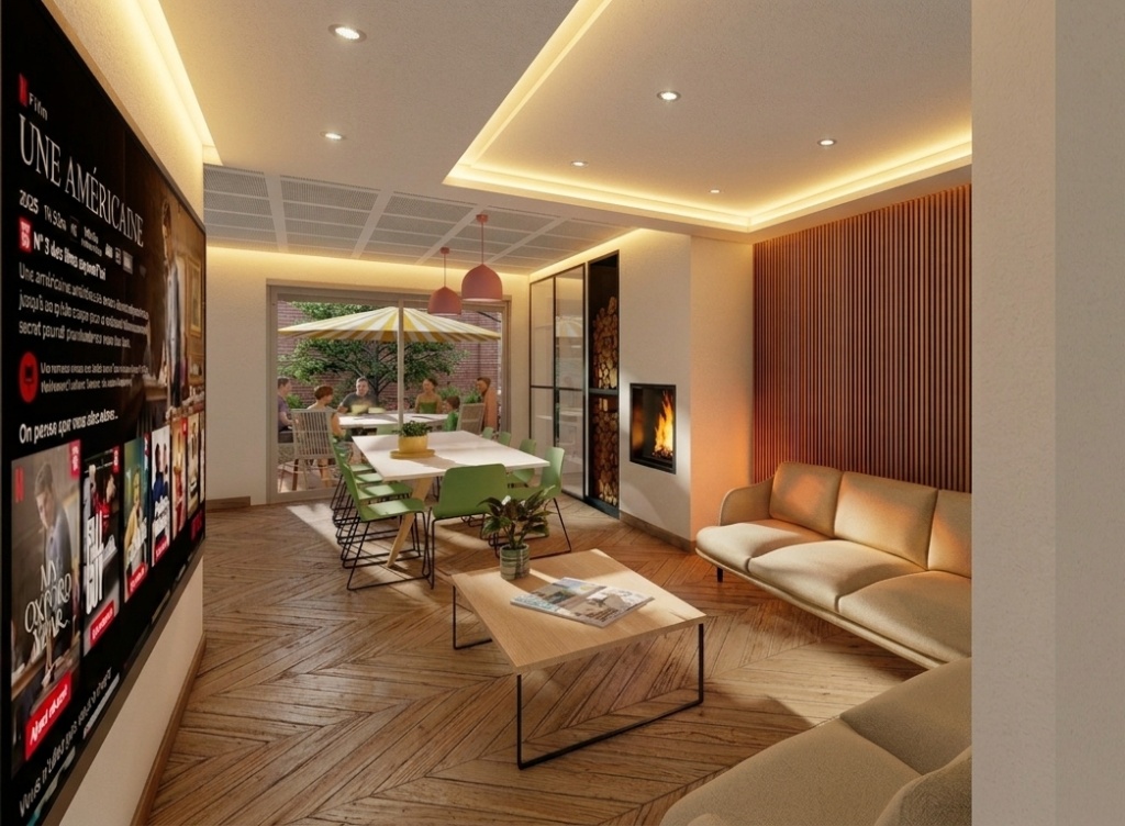Saint-Cloud — Séjour et salon avec visualisation 3D après surélévation